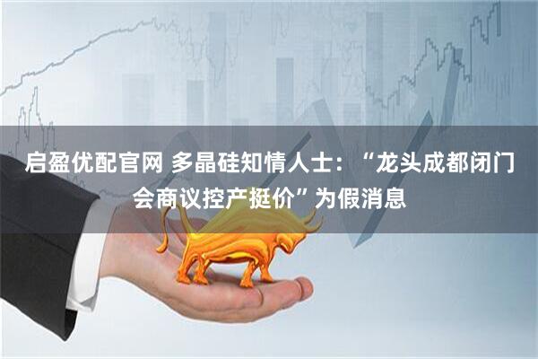 启盈优配官网 多晶硅知情人士：“龙头成都闭门会商议控产挺价”为假消息